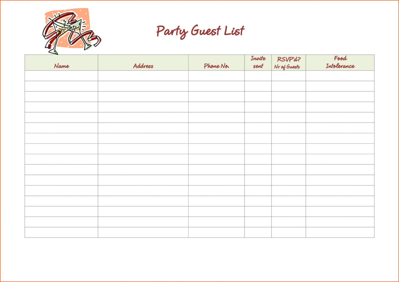 Wedding Spreadsheet Guest List Templates Throughout 020 Free Printable Wedding Guest List Template Excel Vendor