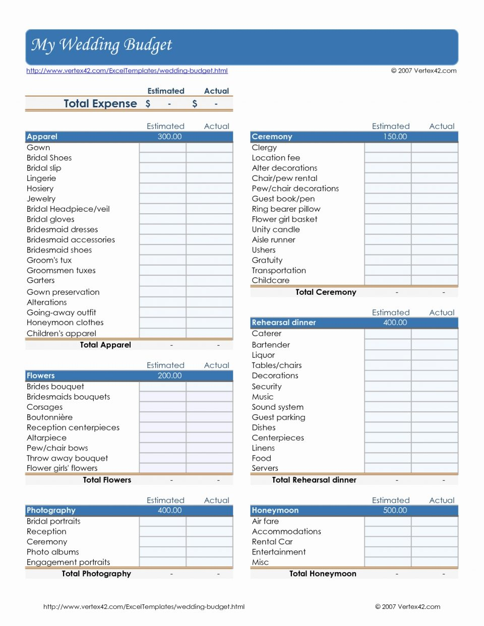 Budget Excel Spreadsheet Free Download