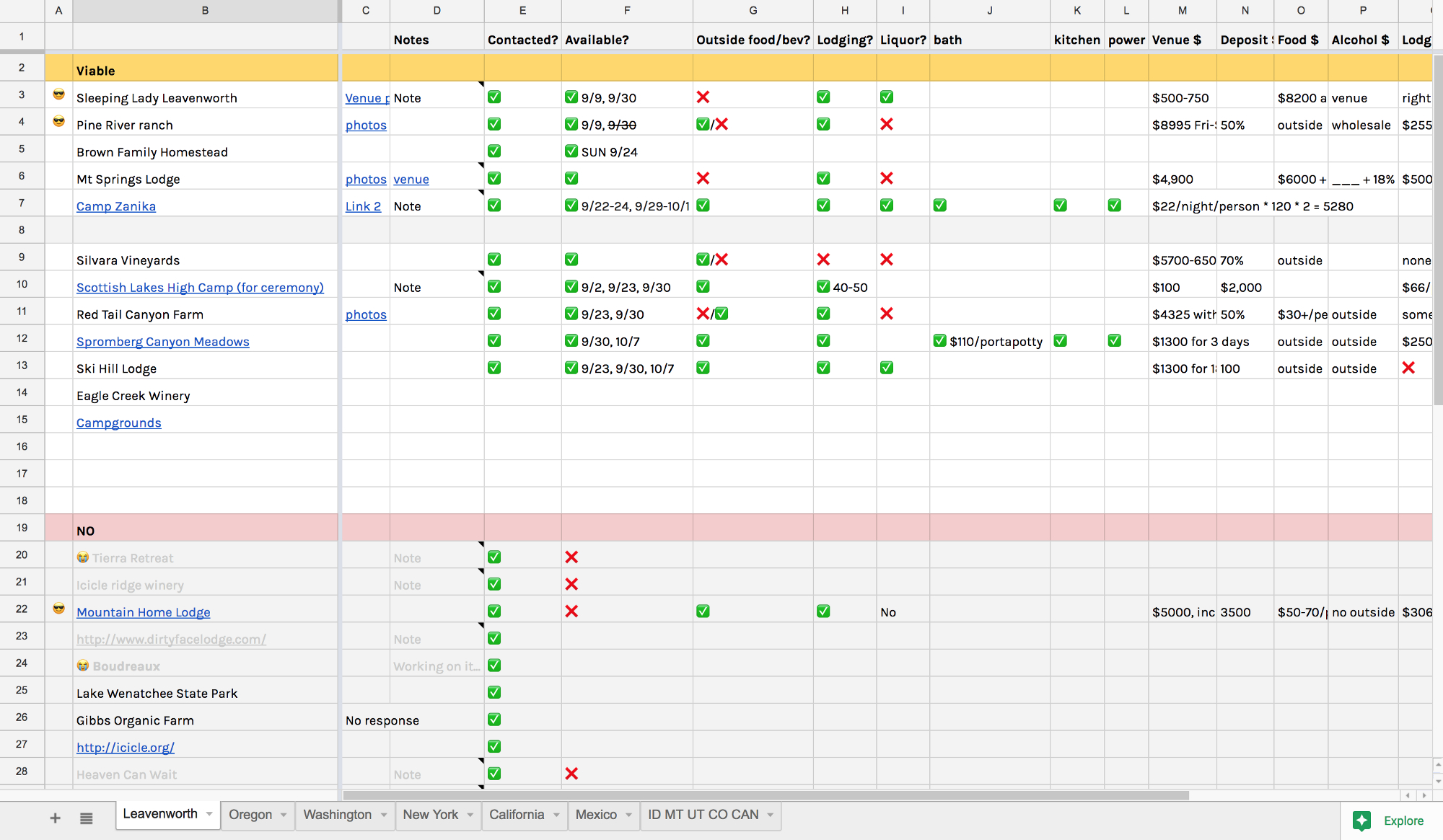 Wedding Vendor Comparison Spreadsheet —