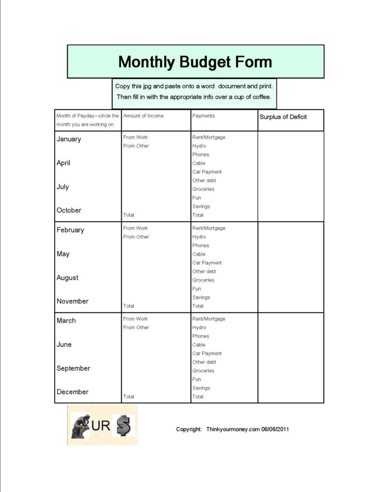 Weekly Expenses Spreadsheet Within Monthly Budget Spreadsheet