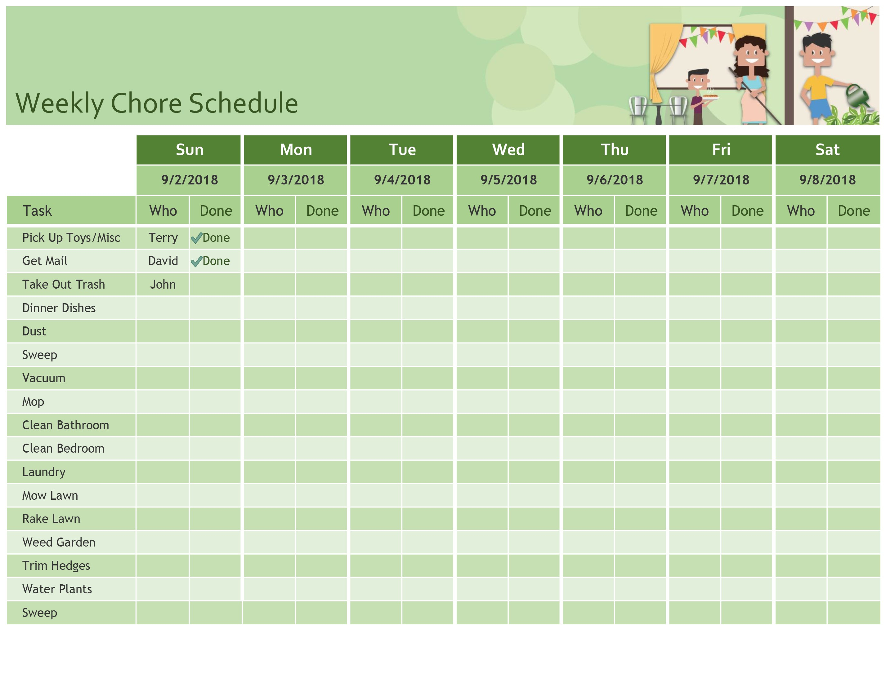microsoft excel weekly schedule template
