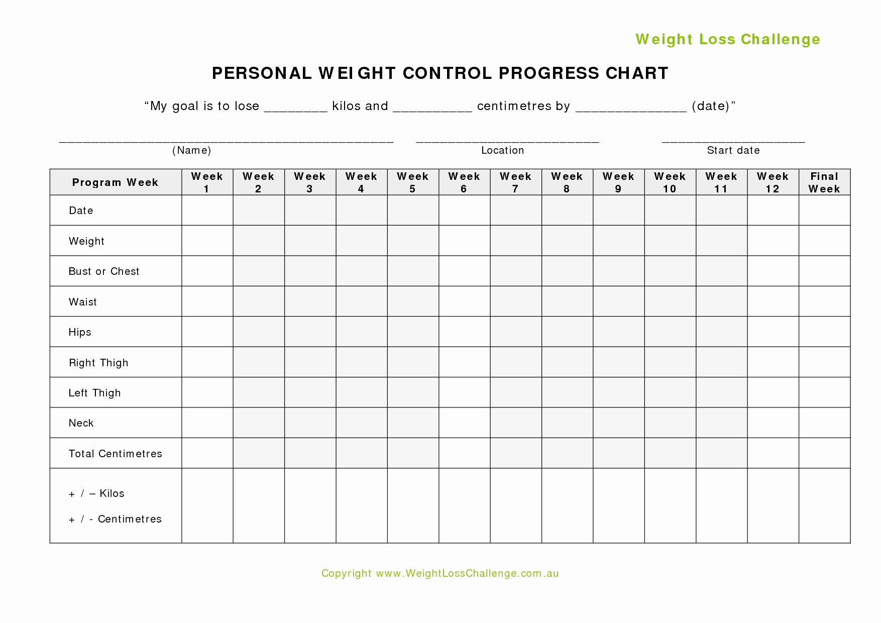 excel weight loss tracker