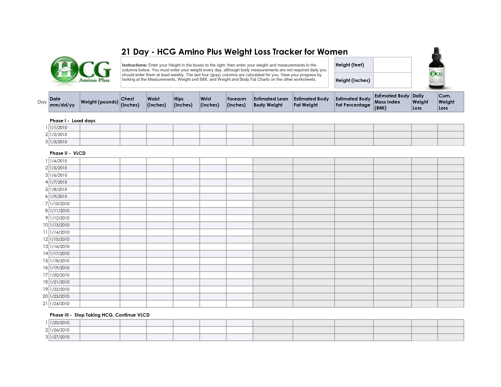 weight loss tracker excel