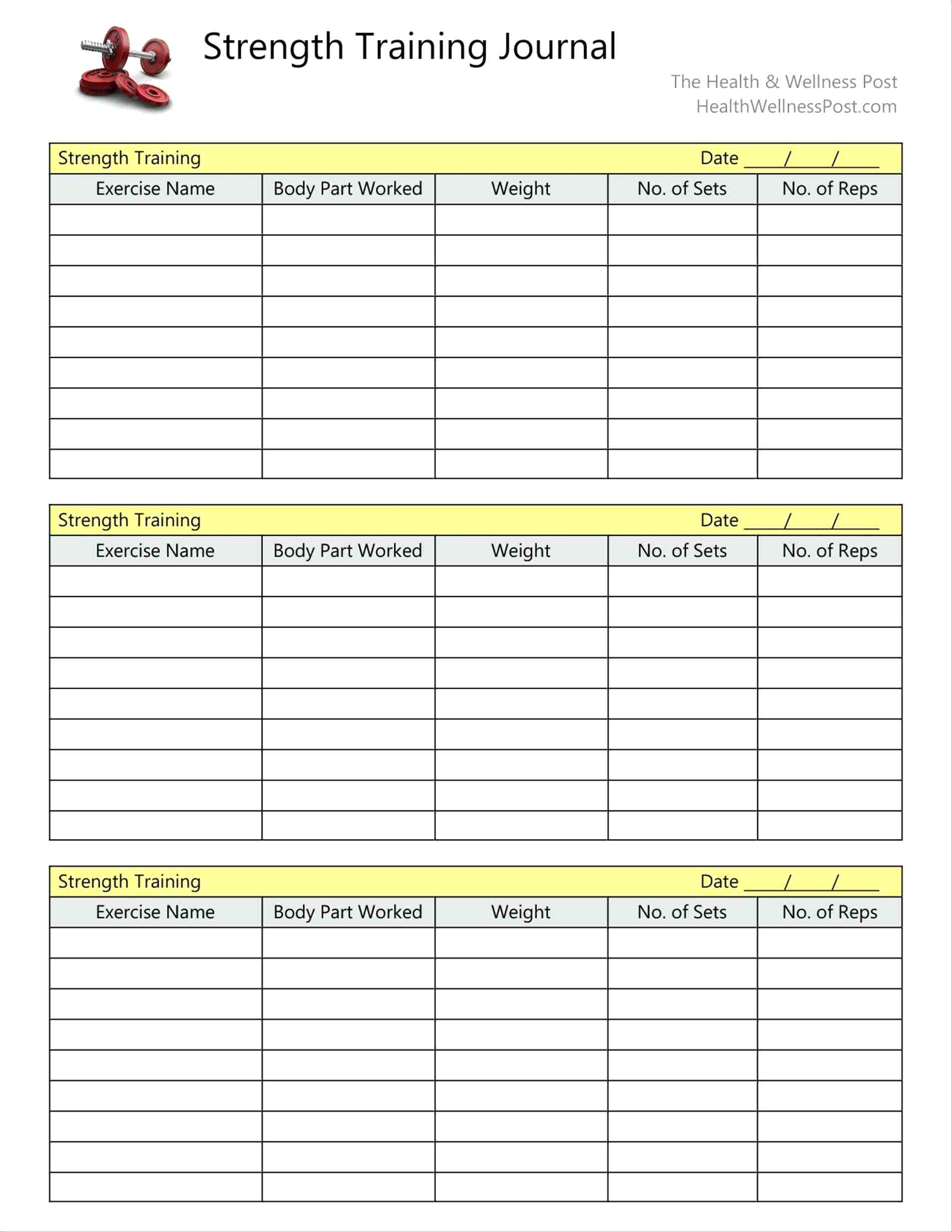 Weight Training Spreadsheet Template throughout Strength Training Log