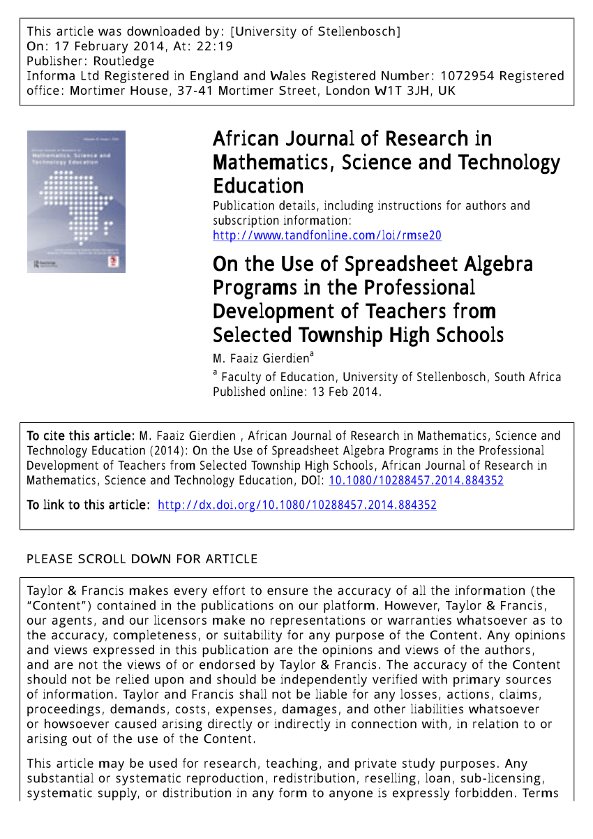 What Would A Teacher Use A Spreadsheet For With Pdf On The Use Of Spreadsheet Algebra Programs In The Professional