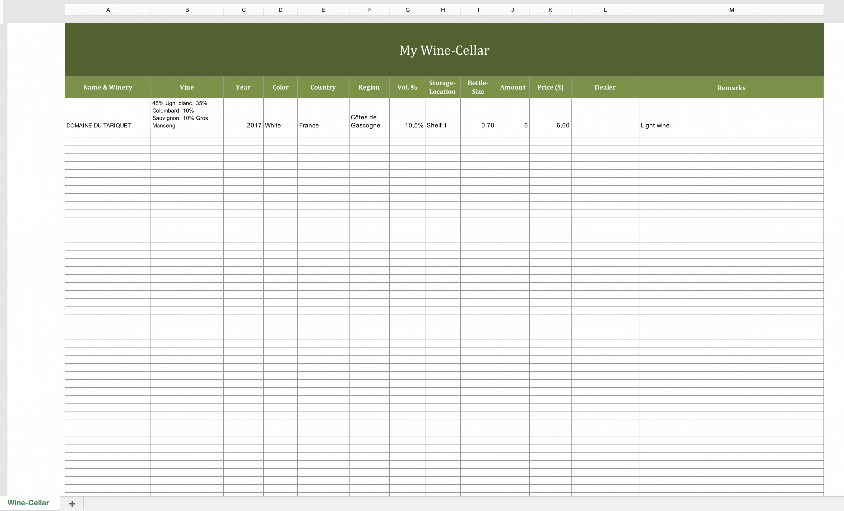 Winery Record Keeping Spreadsheet For Winecellarinventory  Excel Templates For Every Purpose