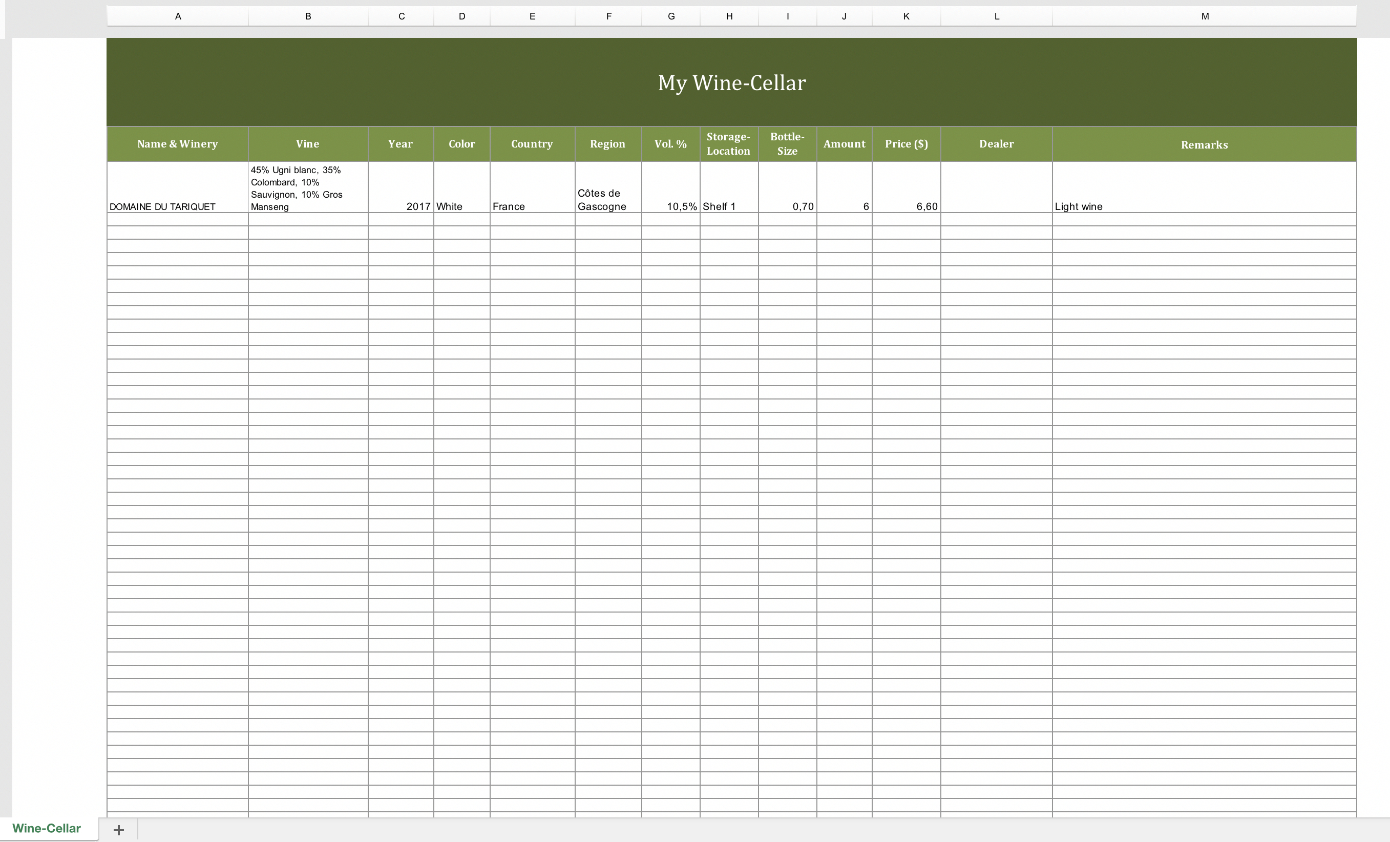 Winery Record Keeping Spreadsheet For Winecellarinventory Excel 