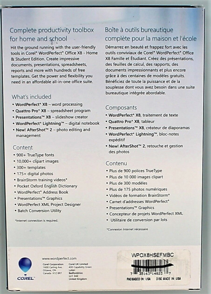 Wordperfect Spreadsheet With Regard To Corel Wordperfect Office X8 Home And Student Edition Wpox8Hsefmbc  Ebay