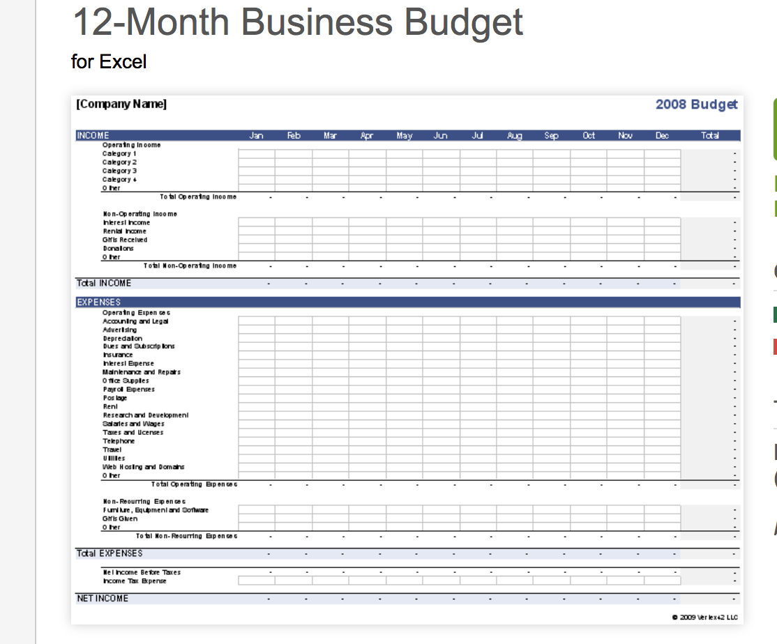 online budget template excel