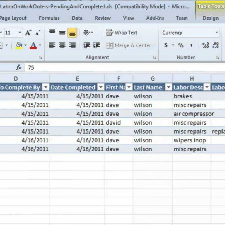 Work Order Tracking Spreadsheet — db-excel.com