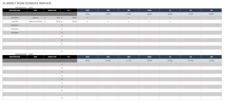 Work Schedule Spreadsheet — db-excel.com