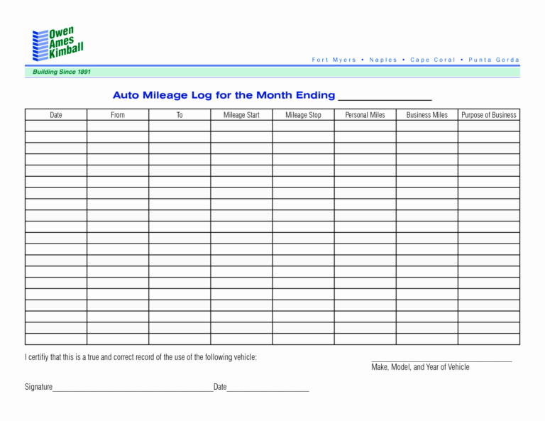 Workers Compensation Excel Spreadsheet within Form Templates Mileage ...