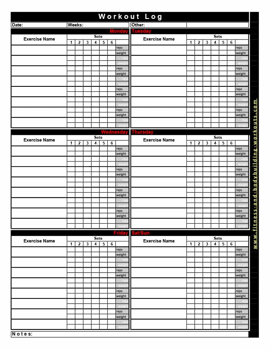 6 Day Workout Planner Template Google Docs For Push Pull Legs Fitness 