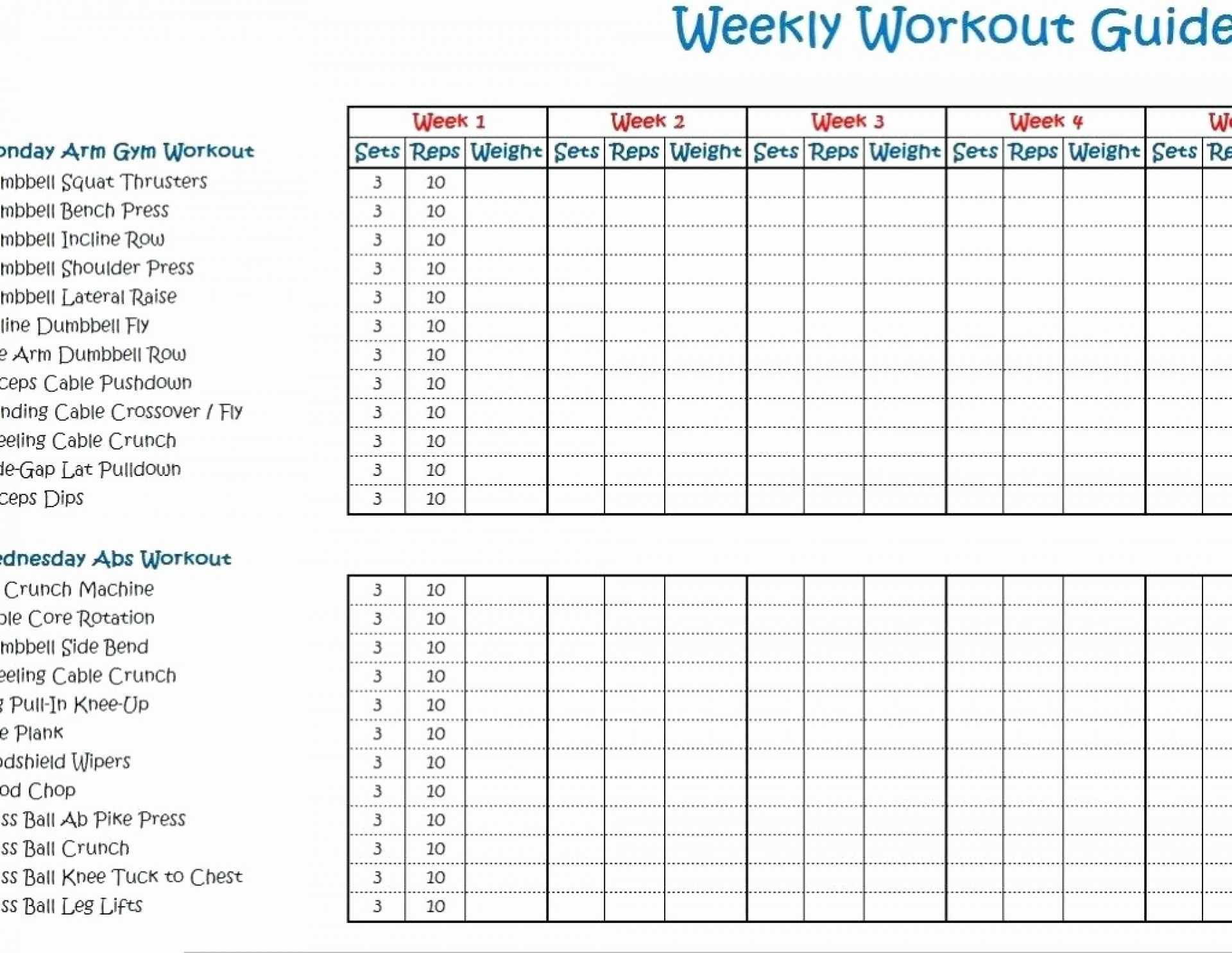 Workout Routine Spreadsheet within 012 Plan Template Fitness