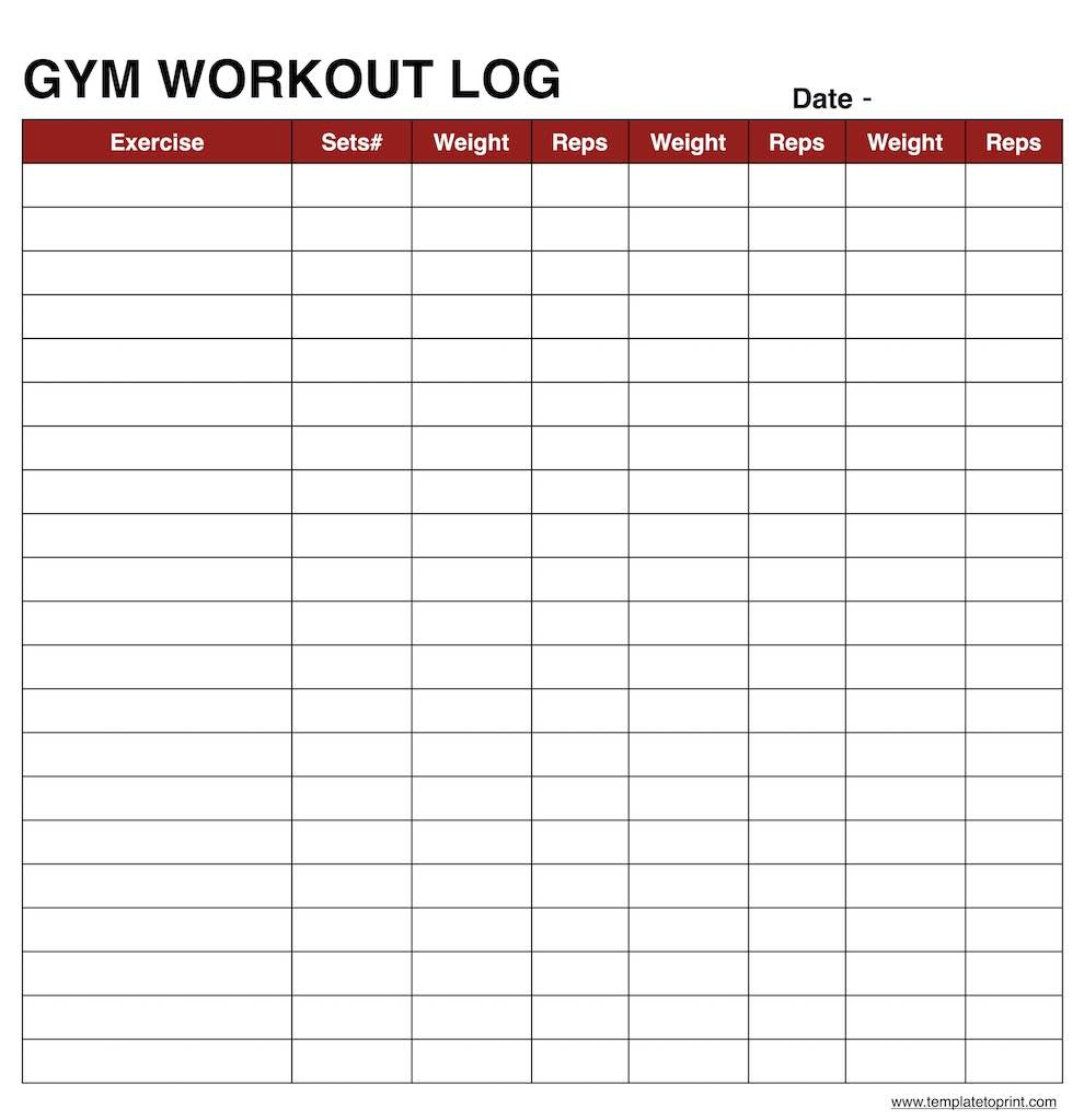 Workout Template Excel Free