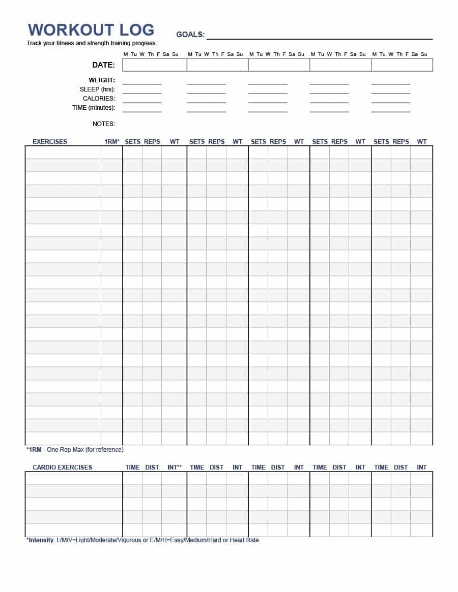 Workout Spreadsheet Template For 40+ Effective Workout Log  Calendar Templates  Template Lab