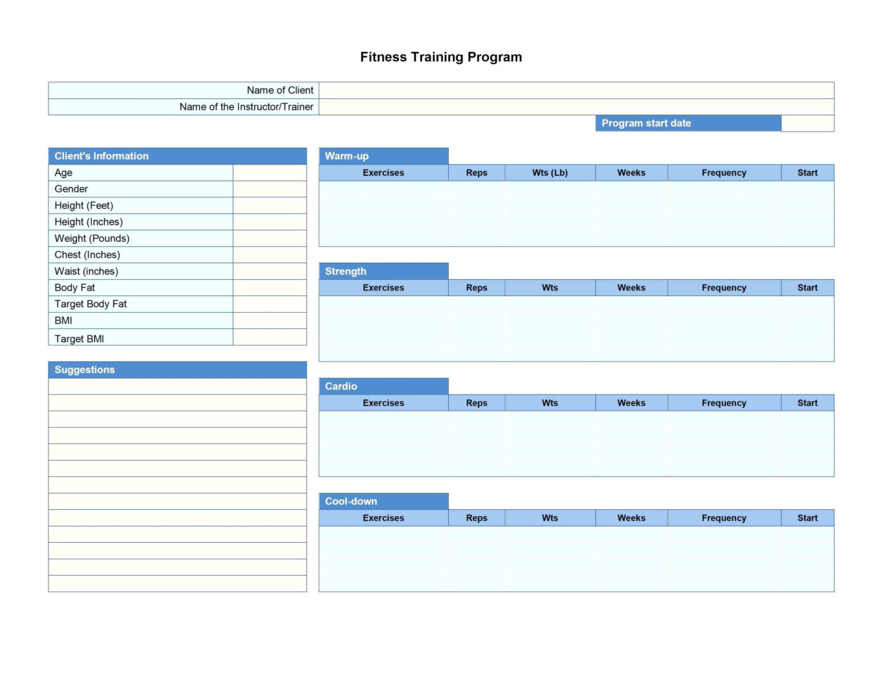 Workout Template Spreadsheet regarding Template: Weights Program