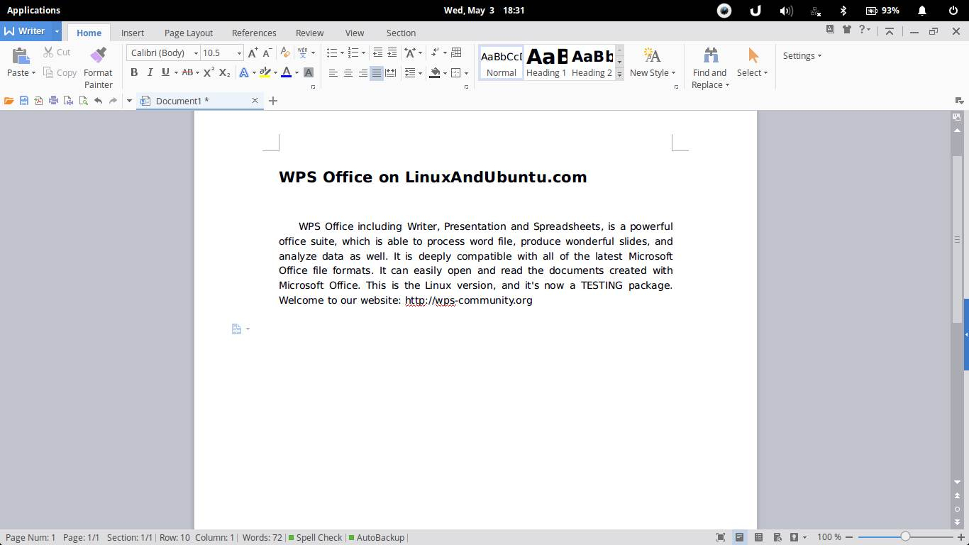 Текстовый редактор WPS Office writer