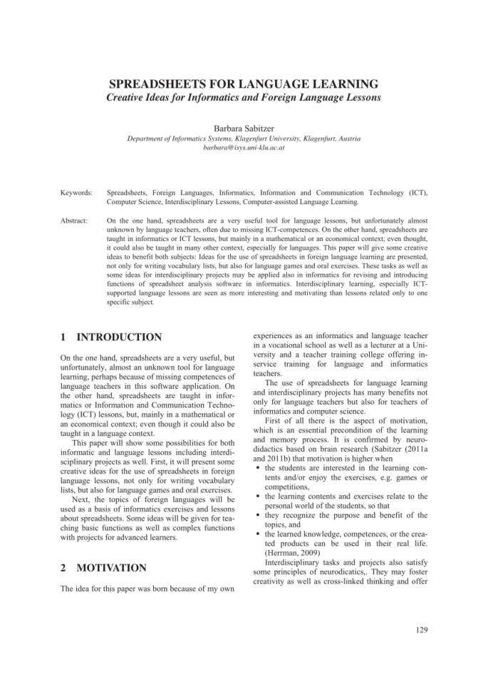 Www Teach Ict Com Spreadsheets Crossword In Pdf Spreadsheets For Language Learning Creative Ideas For Www Teach Ict Com Spreadsheets Crossword In Pdf Spreadsheets For Language Learning Creative Ideas For