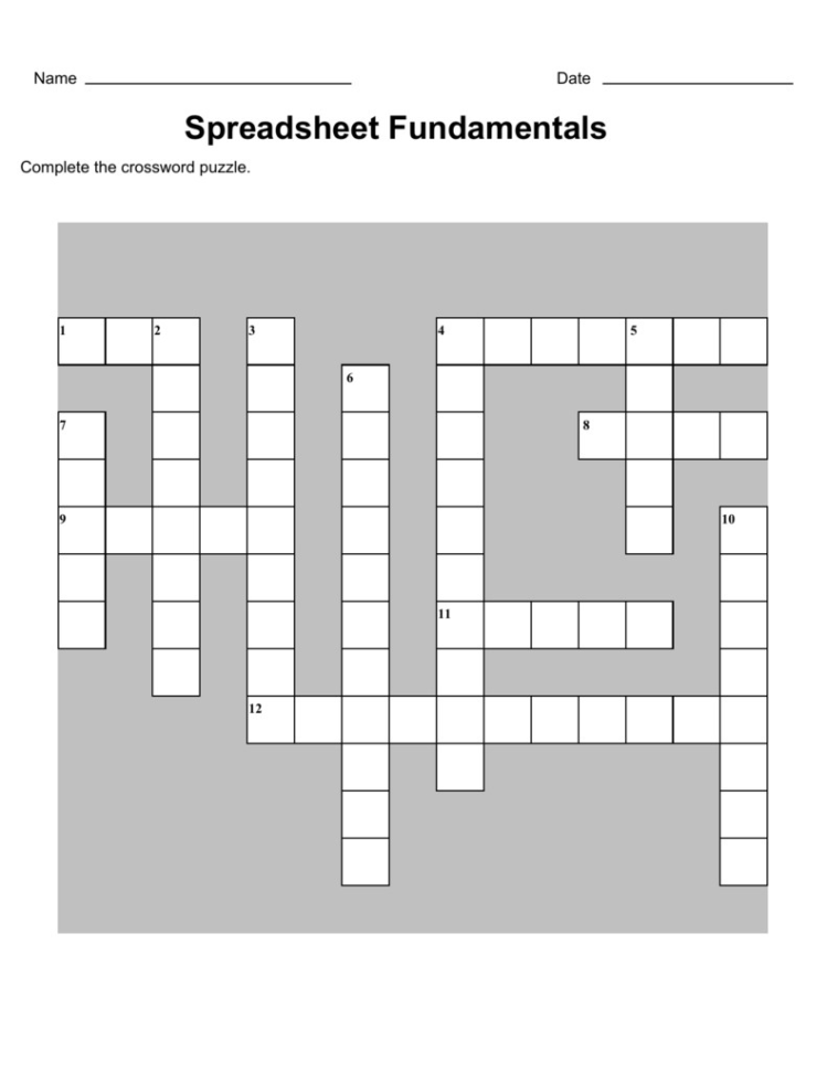 Www Teach Ict Com Spreadsheets Crossword Within Teach Ict Spreadsheets And Computing Assessment Spreadsheet