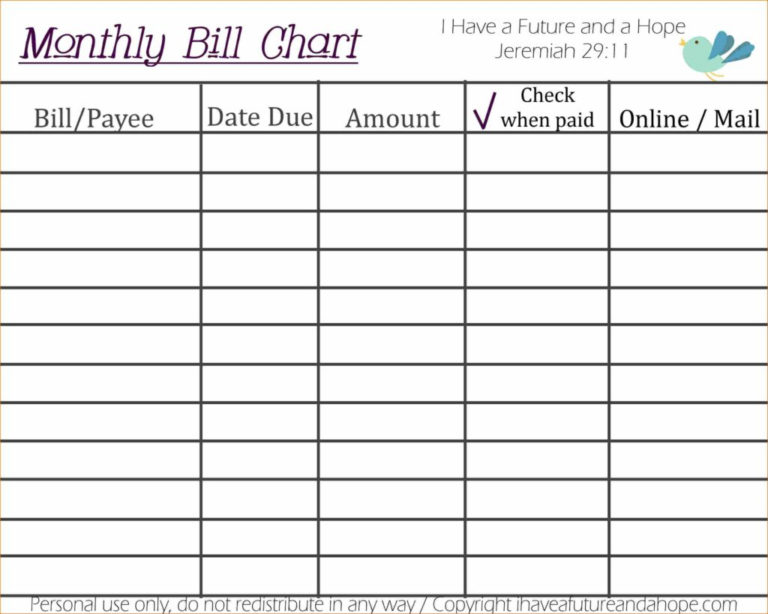 Yearly Bills Spreadsheet — db-excel.com