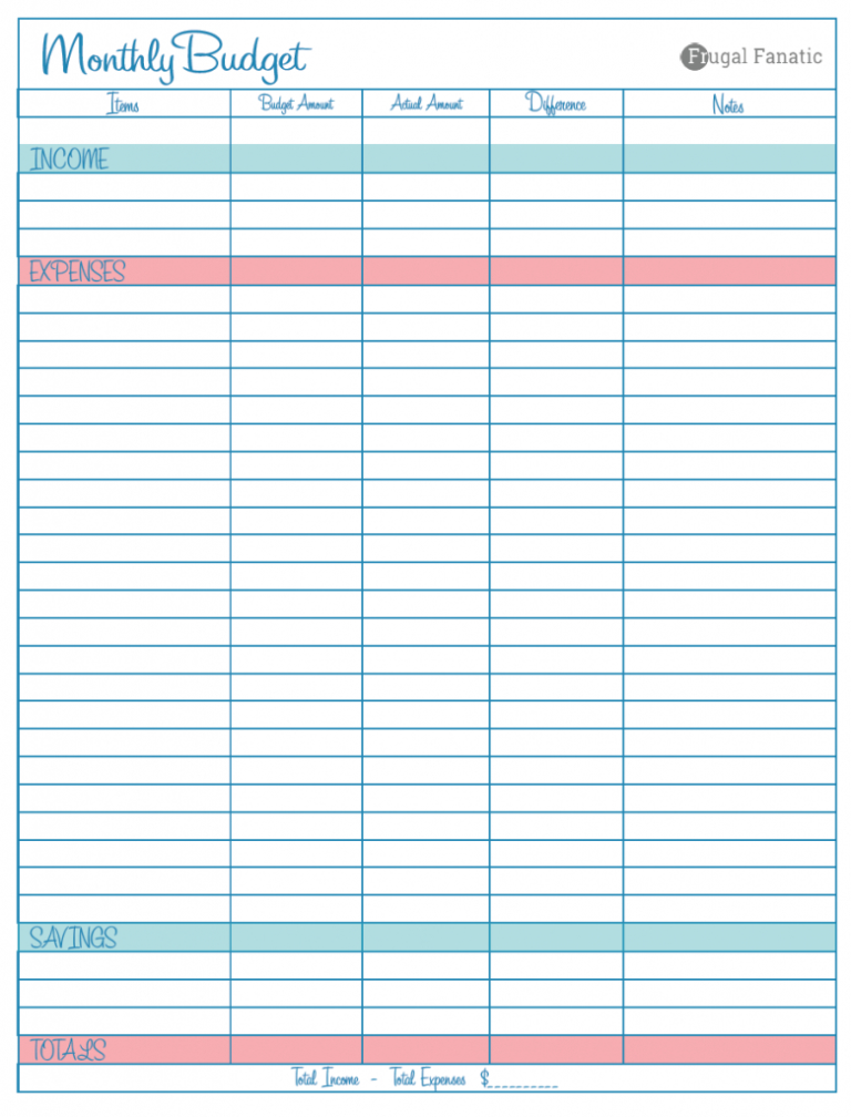 Ynab Spreadsheet Download in Blank Monthly Budget Worksheet Frugal