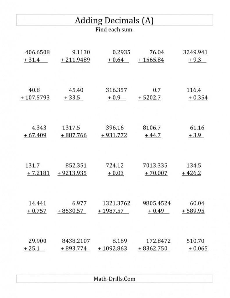 001 Worksheet Marvelous Decimals Comparing Worksheets Grade