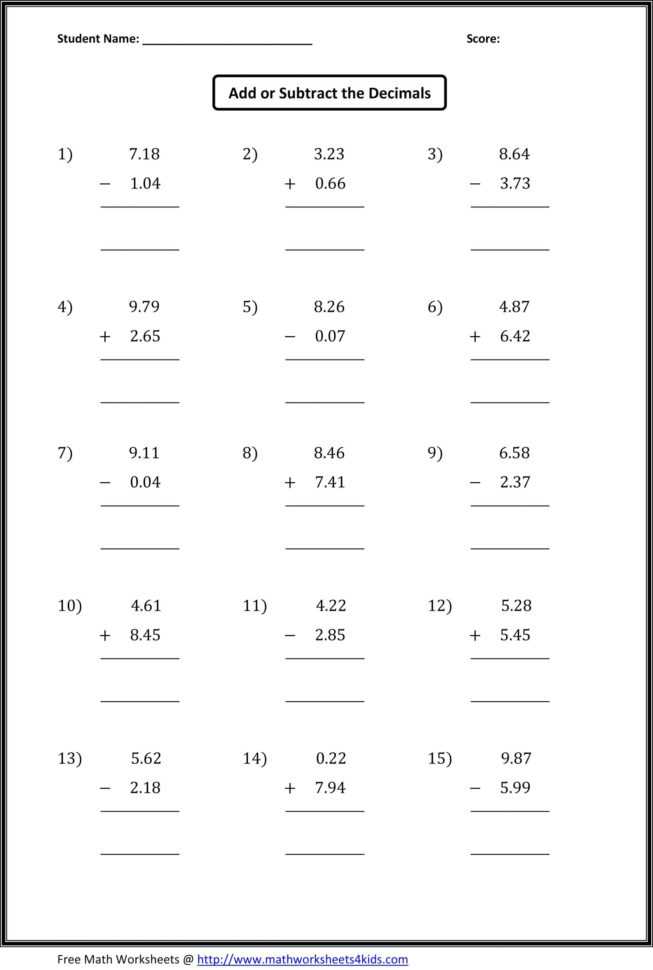 002 Decimal Word Problems Striking Printable Adding And