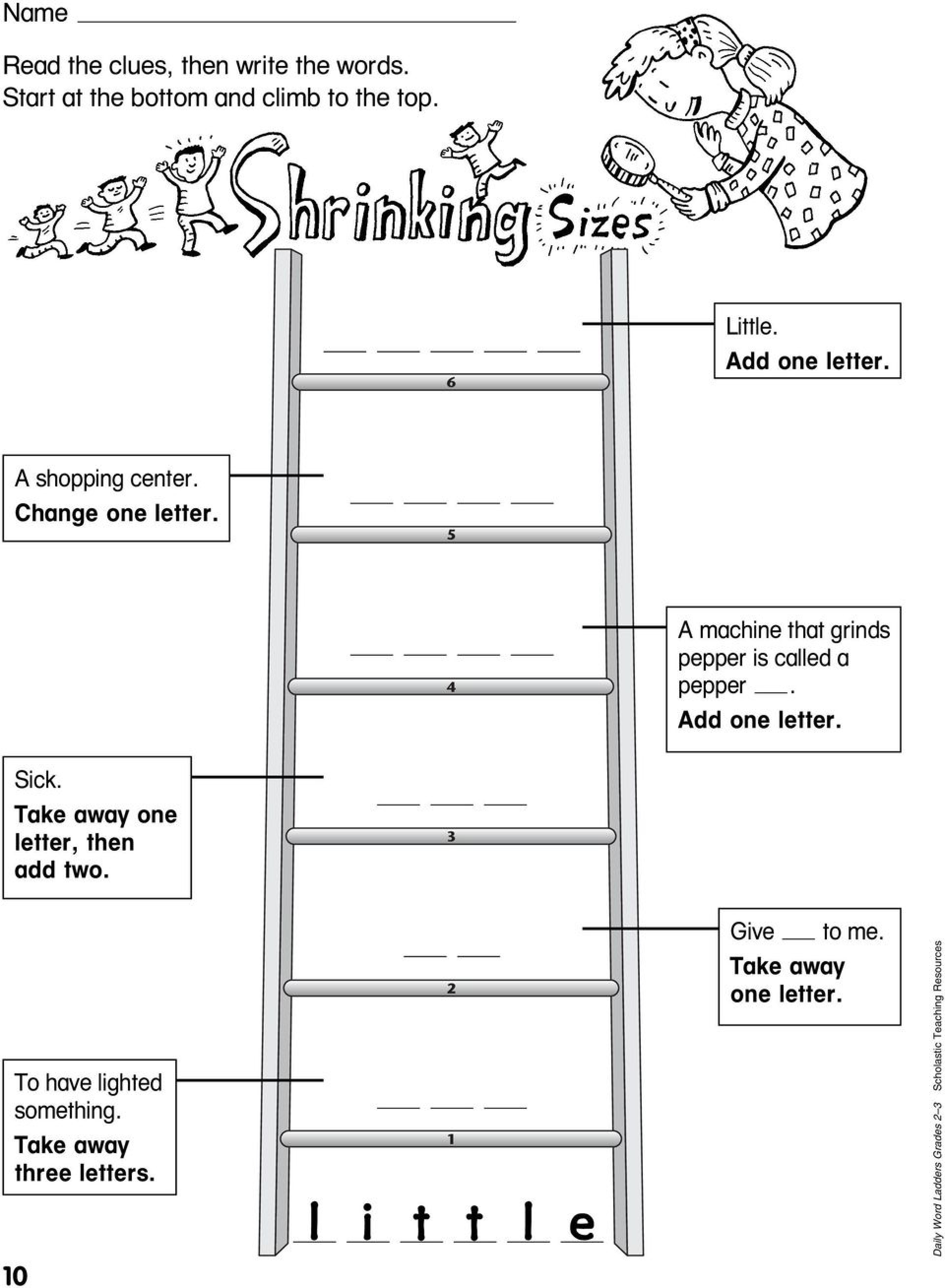 Word Ladder Worksheets Free