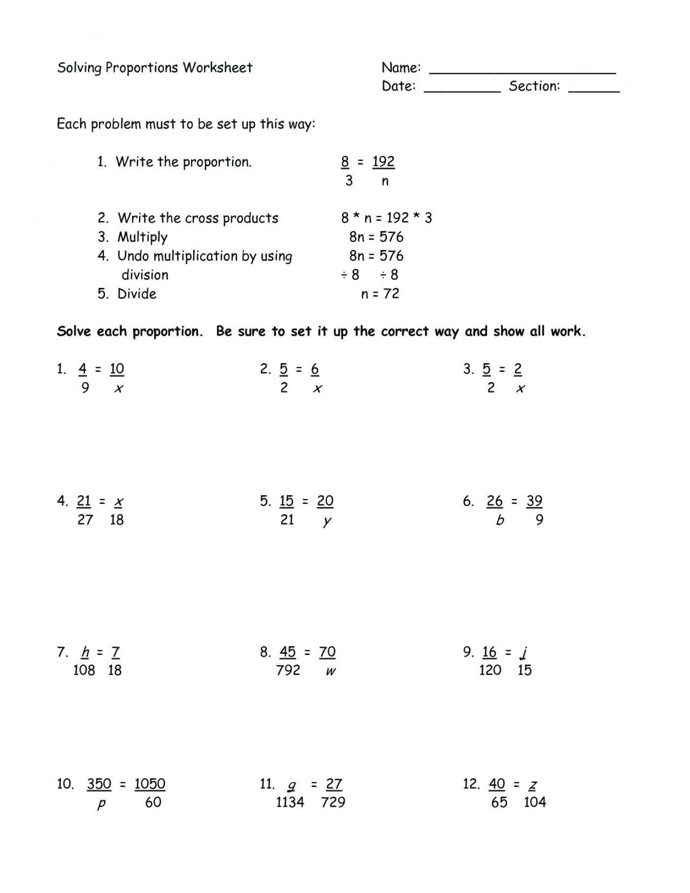 002 Worksheet Math Proportions Breathtaking Worksheets 7Th