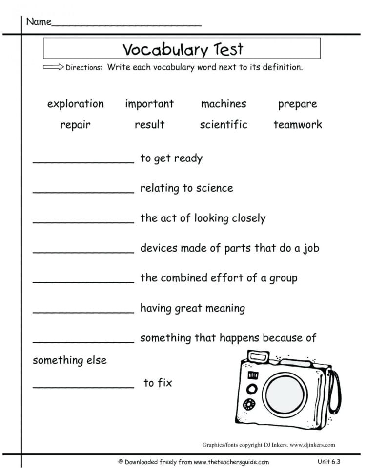 Free 5Th Grade Vocabulary Worksheets Db excel