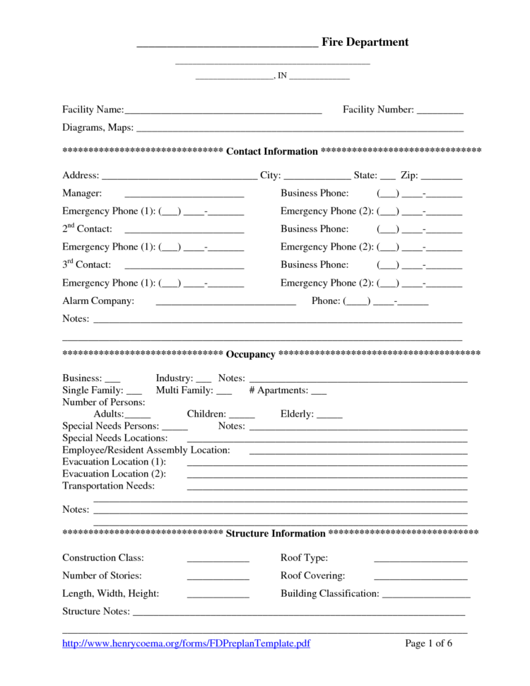 Fire Department Pre Plan Worksheet — Db-excel.com