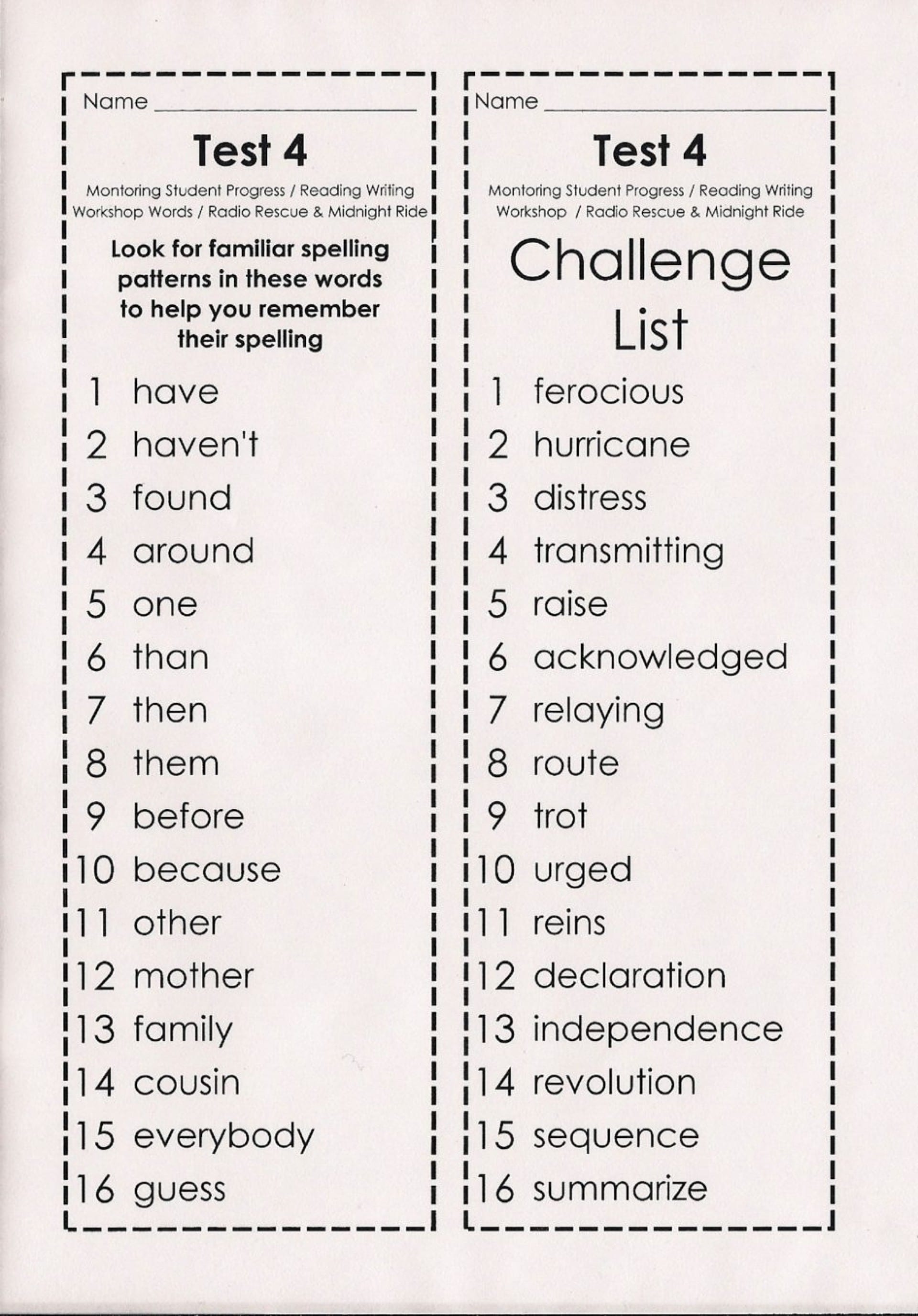 003 Grade Spelling Words Printable Word Week Short Vowel