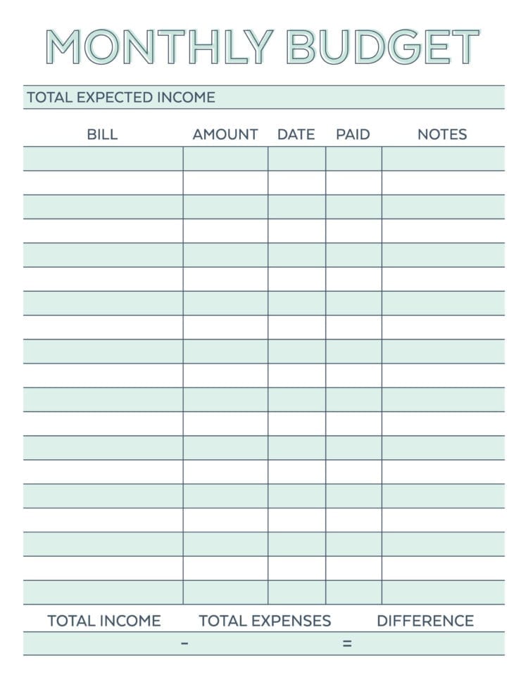 004 Household Budget  Printable Ideas 20Free