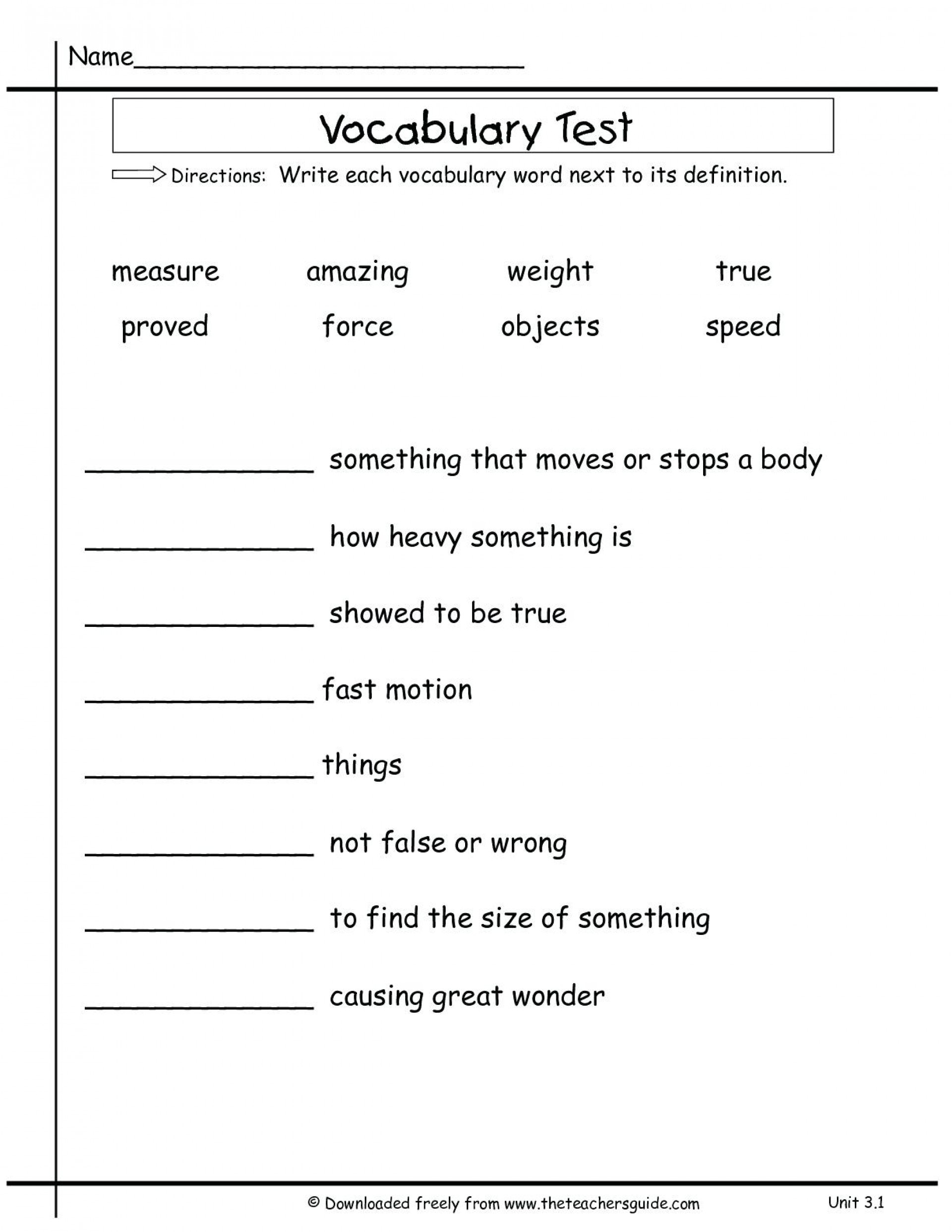 Vocabulary Word Worksheet Template