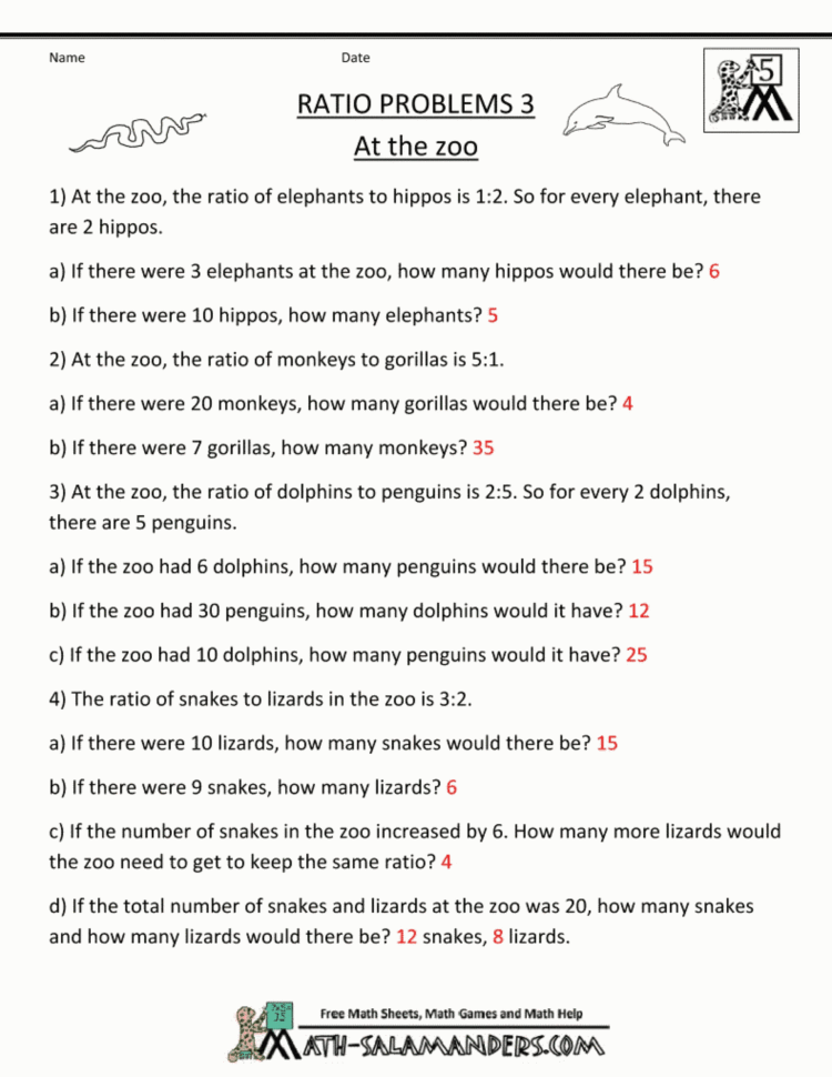007 Printable Word Free Ratio Problem Worksheets Surprising