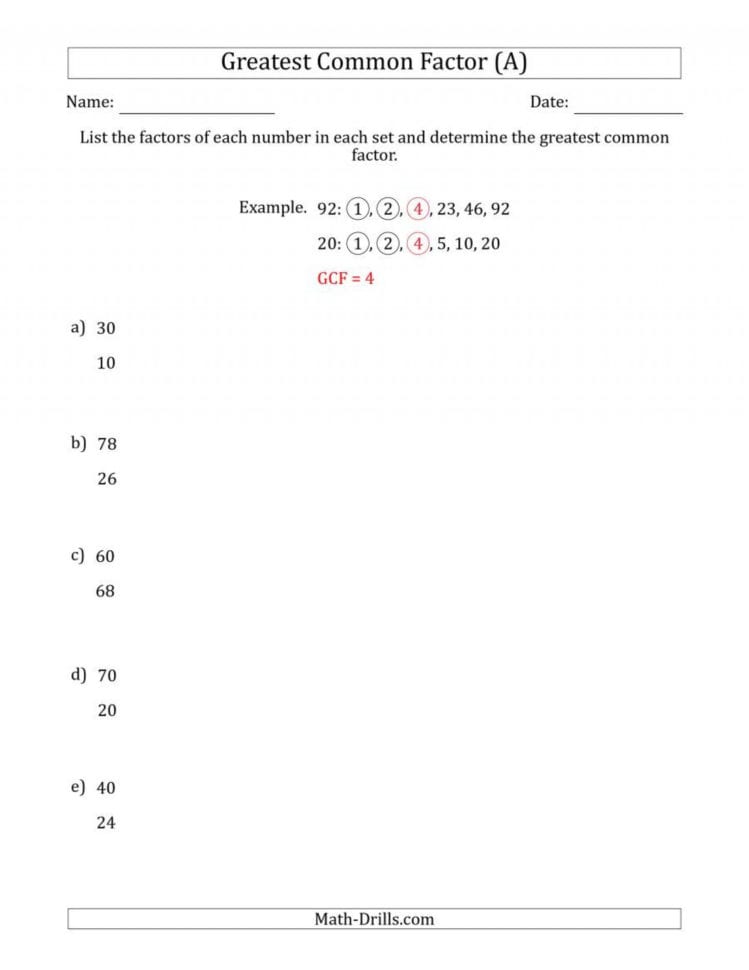 009 Printable F And Lcm Word Exceptional Problems