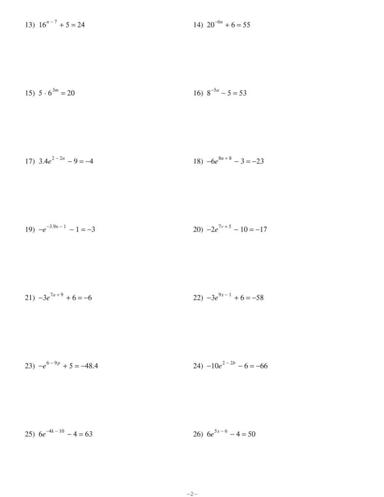 009 Printable Word Free Worksheets On Exponential Function