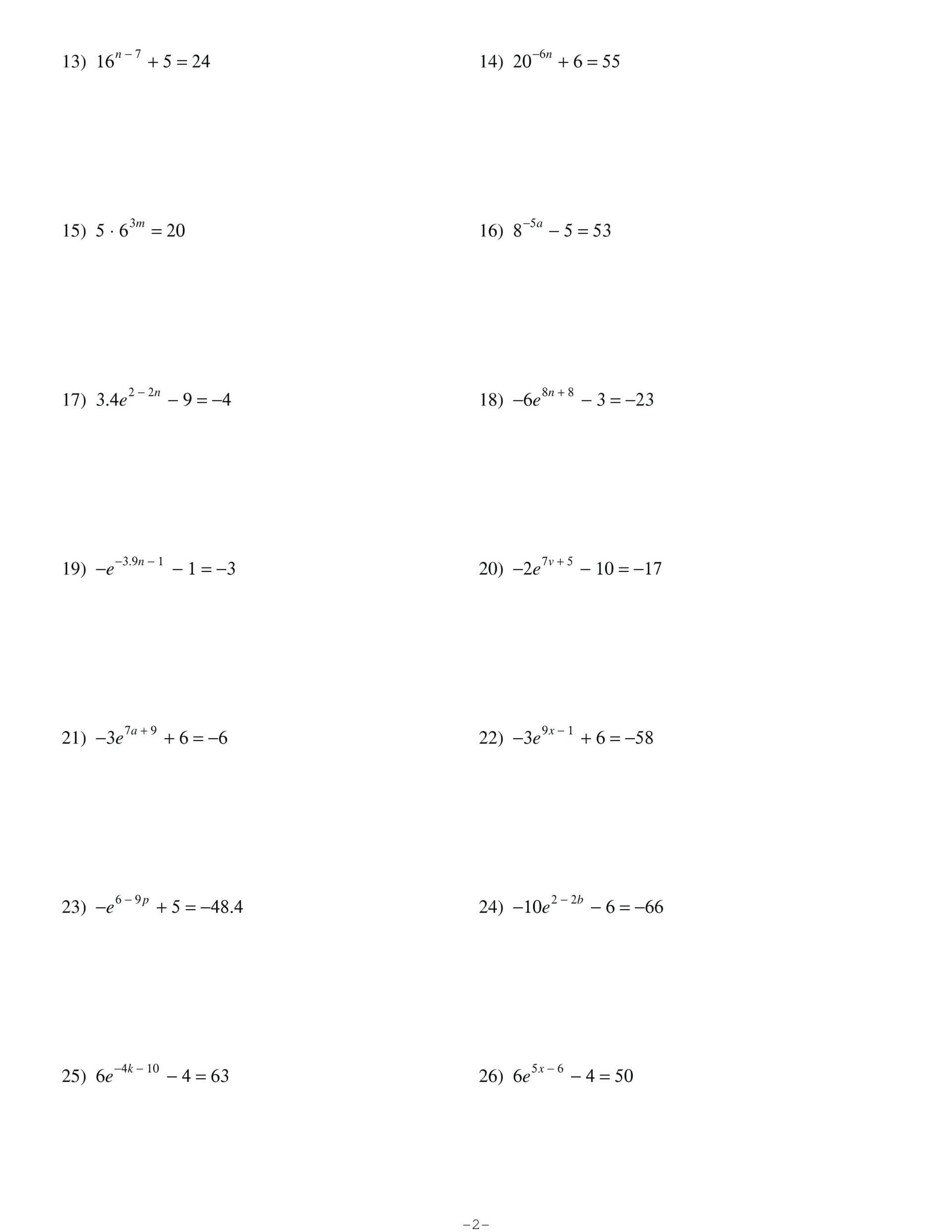 009 Printable Word Free Worksheets On Exponential Function