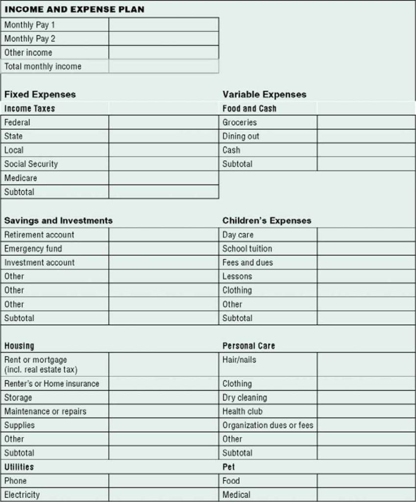 010 20Business Budget20Readsheet Expense Worksheet Printable