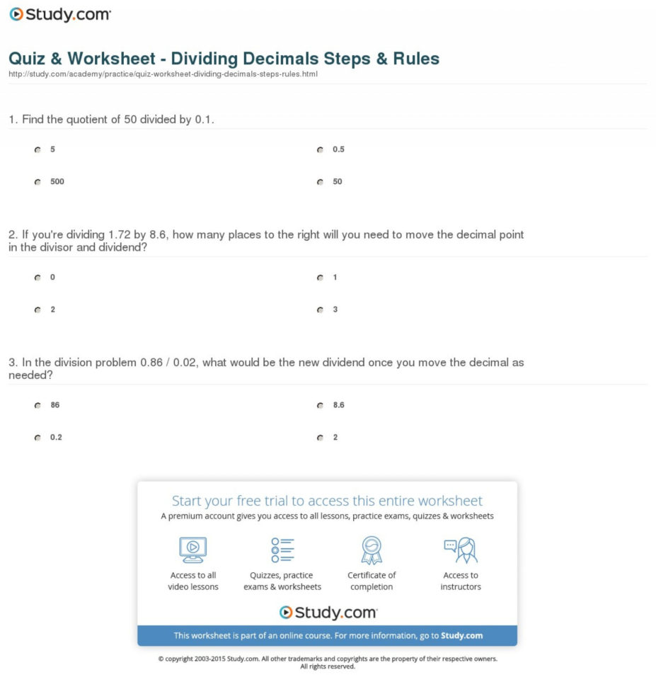 010 20Long Division Decimals Worksheet The Best Worksheets