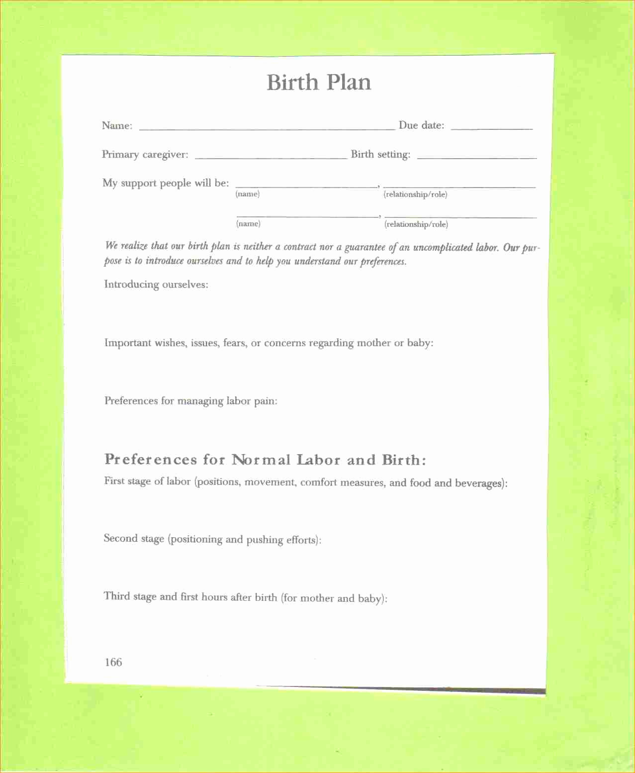 010 Or Section Birth Plan Worksheets Shocking C