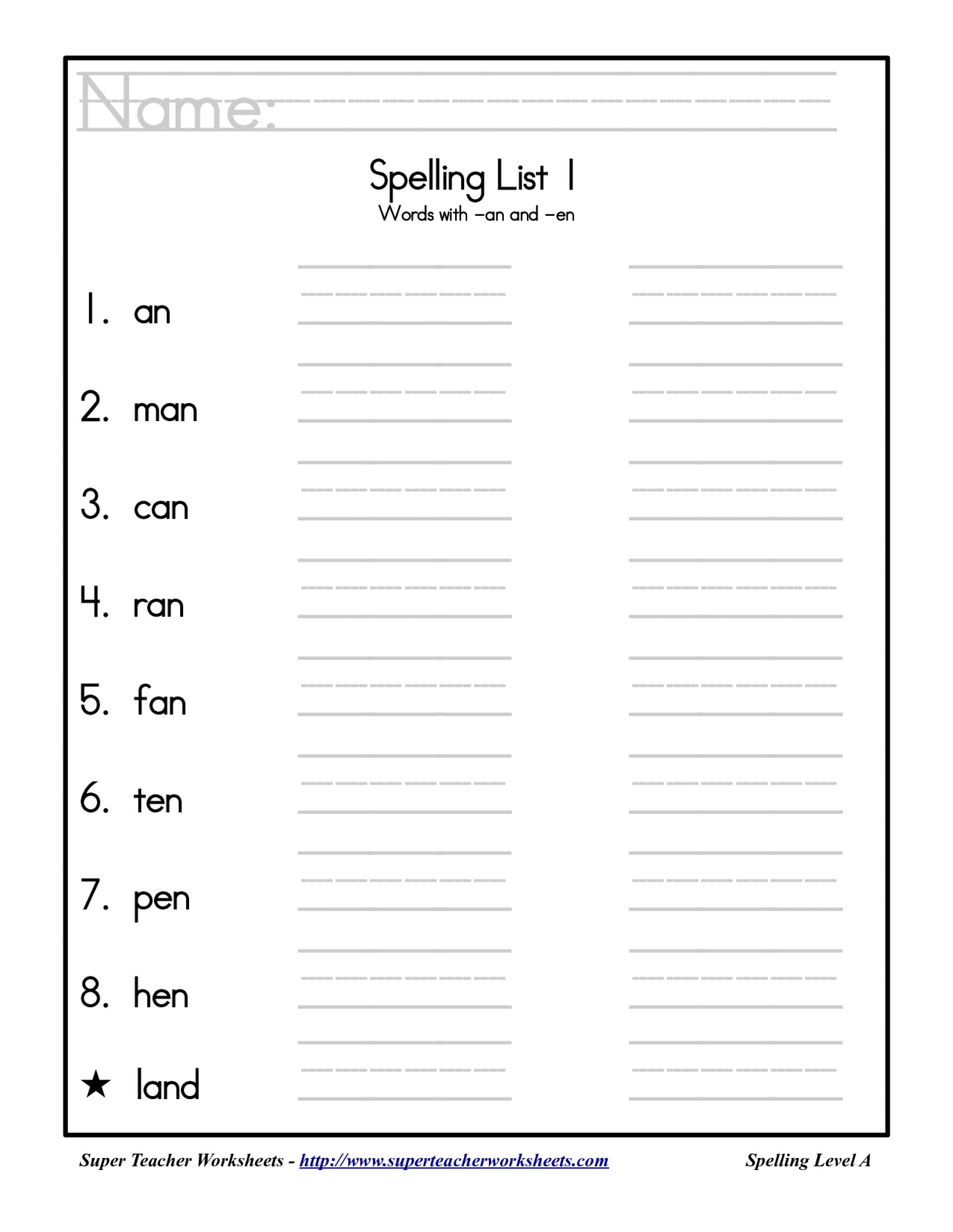 010 Printable Spellings Awful Spelling Words Word For Grade