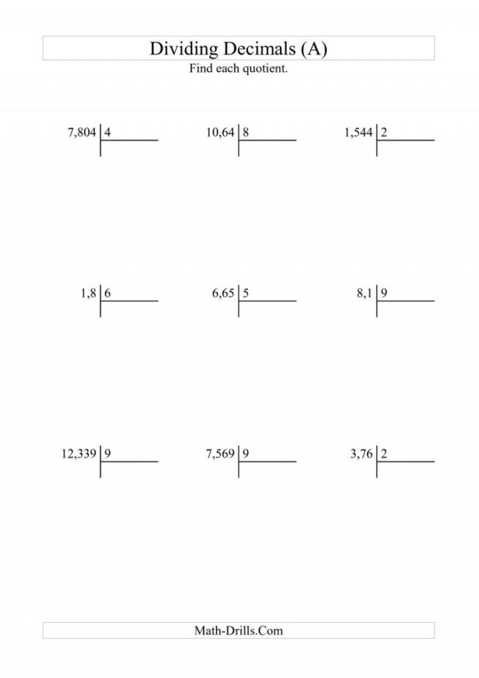 010 Worksheets Dividing Decimals Ma04Deci L1 W Divide