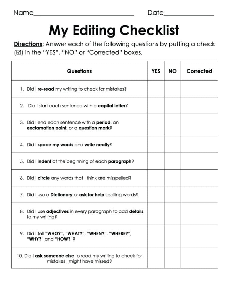 Sentence Editing Worksheets For Kindergarten