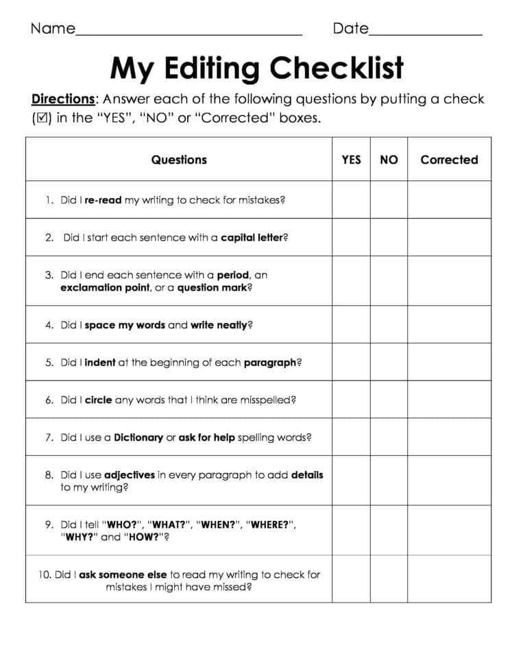 Practice Revising And Editing Worksheet