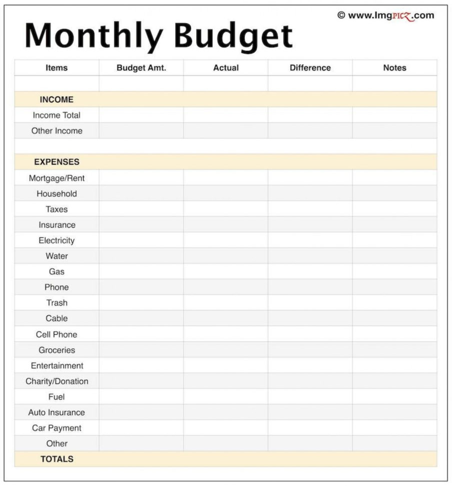 012 Personal Budget  Printable 20Family