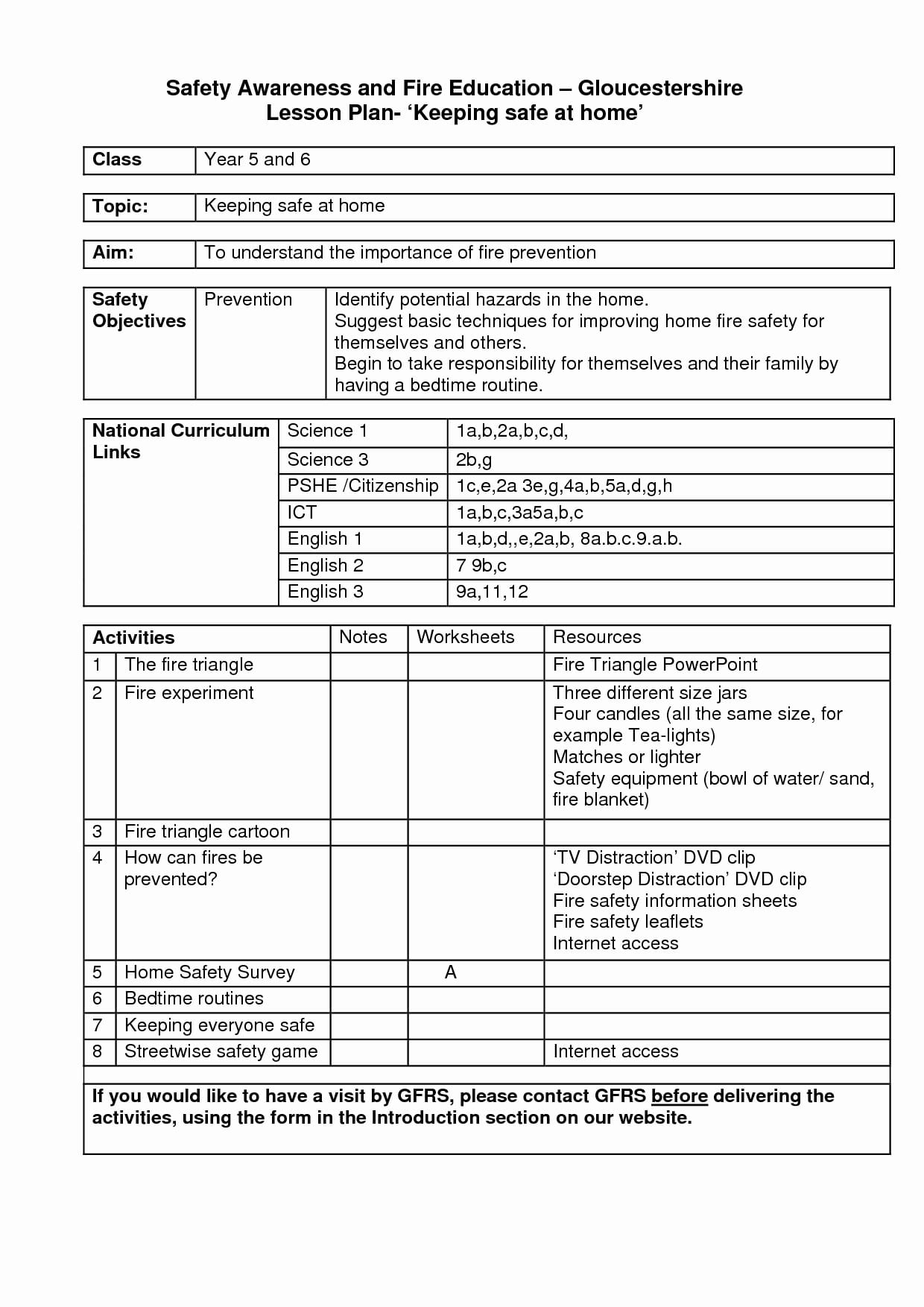 Safety Plan Worksheets