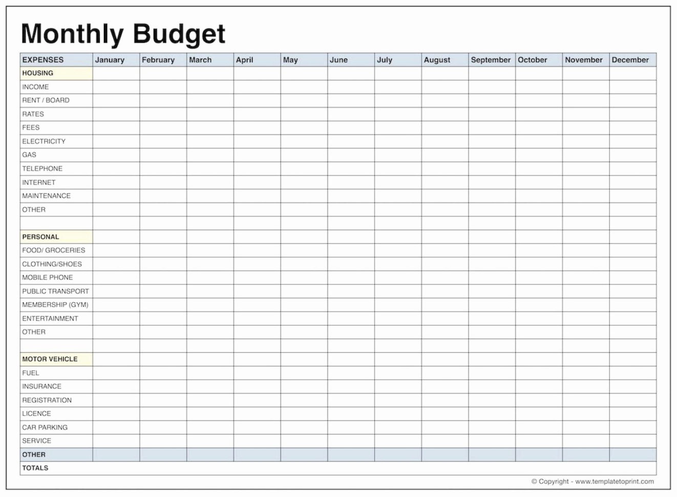 013 Printable Monthly Budget  Free Best Of Blank Bud