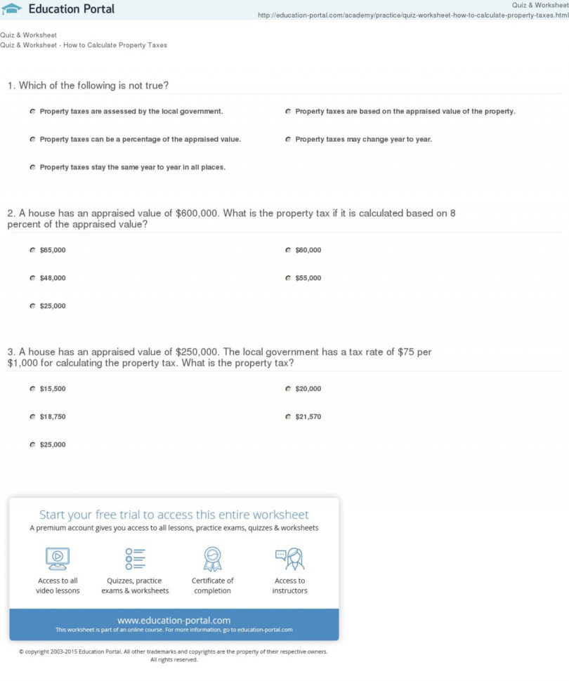 013 Printable Word Quiz Worksheet How To Calculate Property